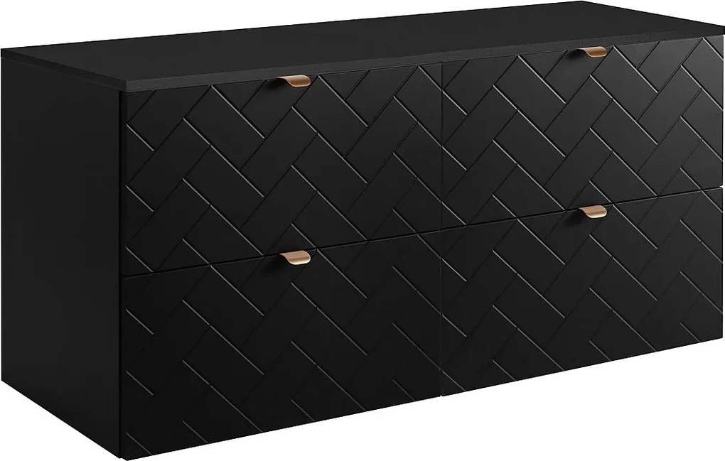 Meble łazienkowe, Czarny Mat, 120 x 57 x 46 cm, złote uchwyty
