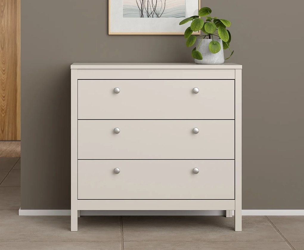 Komoda z szufladami na nóżkach Madrid 3S, kaszmir mat