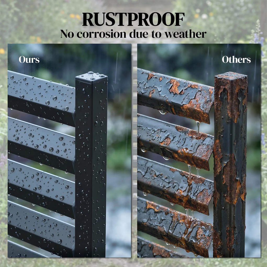 Outsunny Płot ogrodowy 2 panele 91 x 152 cm metalowy płot ochronny z słupkami i kapturkami, odporny na rdzę, czarny | Aosom PL