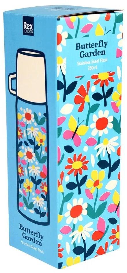 Niebiesko-kremowy termos dla dzieci 350 ml Butterfly Garden – Rex London
