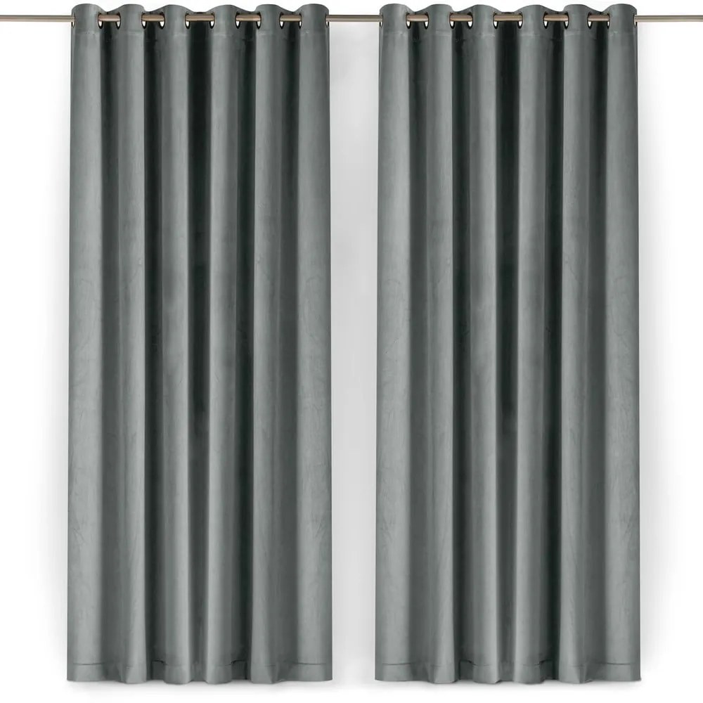 Szara aksamitna zasłona częściowo zaciemniająca (dimout) 530x270 cm Velto – Filumi