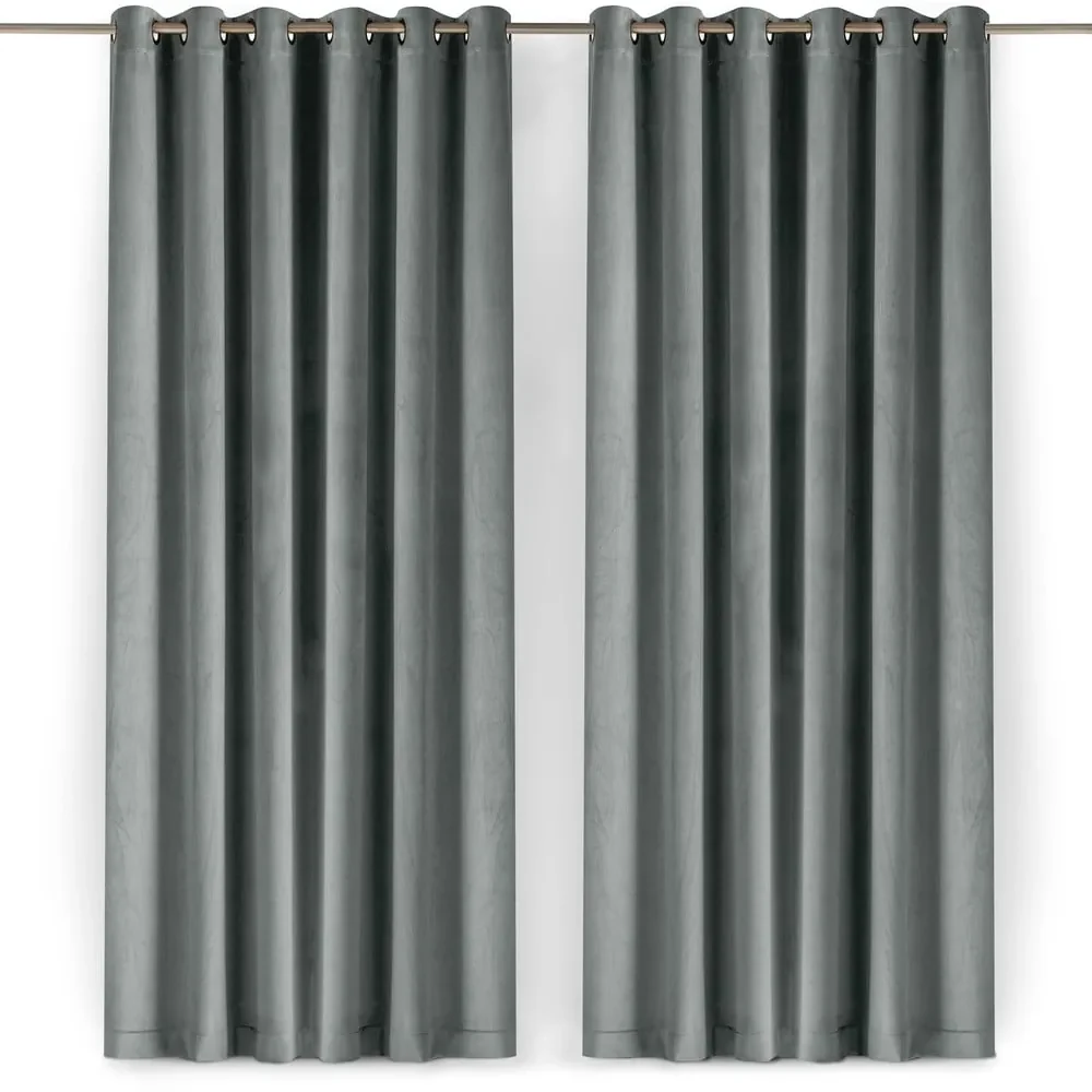 Szara aksamitna zasłona częściowo zaciemniająca (dimout) 530x270 cm Velto – Filumi