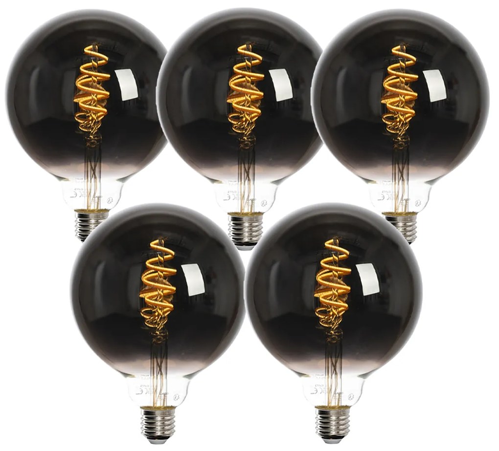 Zestaw 5 inteligentnych żarówek LED E27 G125 czarne 4W 60lm 1800-3000K