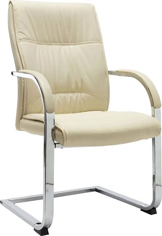 Fotel biurowy Cantilever Kremowy Skóropodobny Design Ergonomiczny Nowoczesny