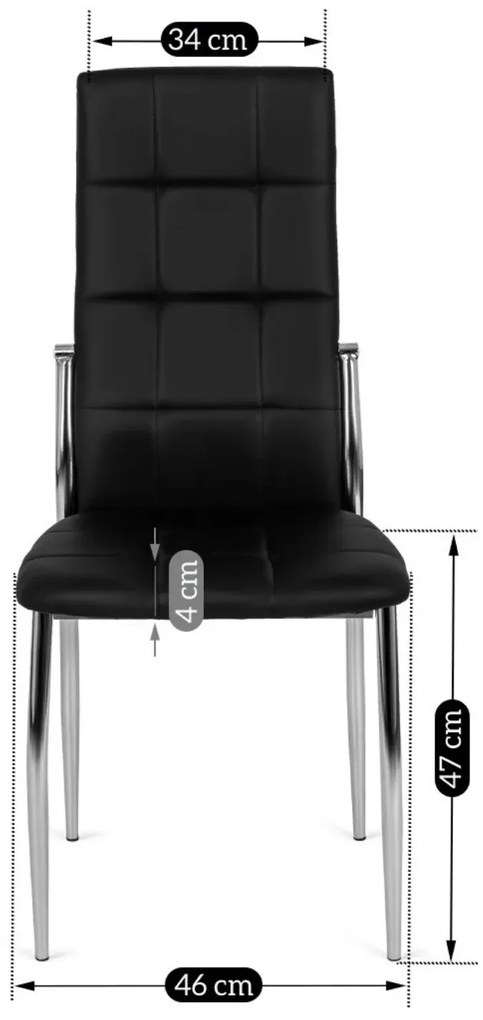 Krzesło Tapicerowane do Jadalni MOLLY Czarne Ekoskóra Nowoczesne