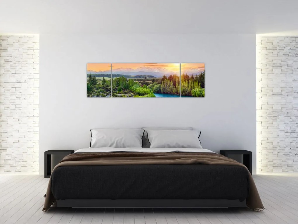 Obraz - Leśny krajobraz górski (170x50 cm)