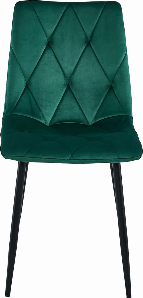 PROMOCJA Ciemnozielone aksamitne krzesło jadalniane LIBRA z czarnymi nogami II gatunek