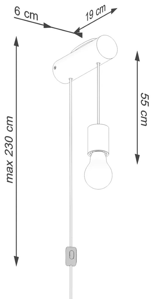 Kinkiet NIMBI E27 z włącznikiem SOLLUX LIGHTING