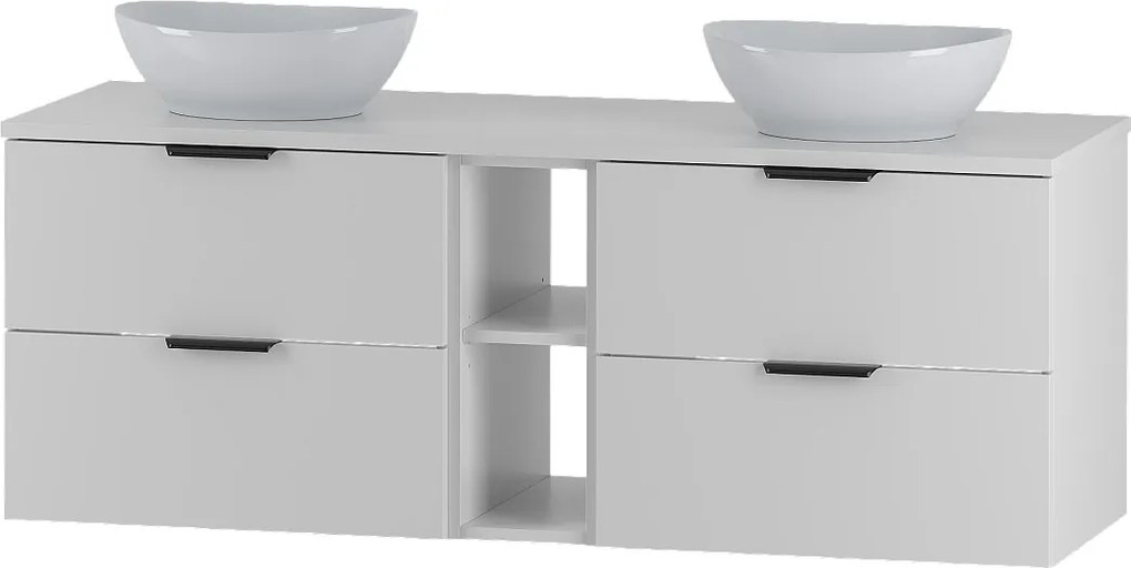 Biały Zestaw do Łazienki 140cm Szafka Regał Blat Umywalka Pile