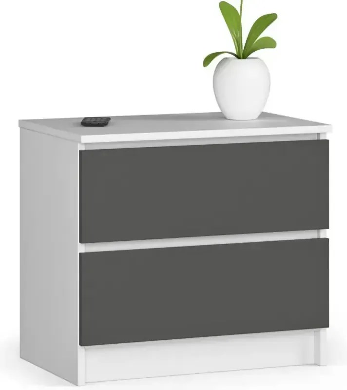 Mała komoda z szufladami - biała + grafit T8-S54