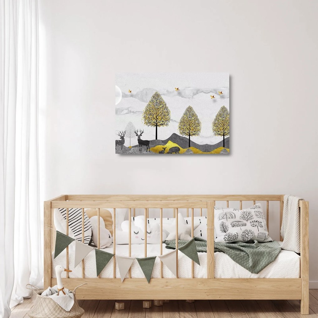 Obraz na szkle malowanych jeleni (70x50 cm)