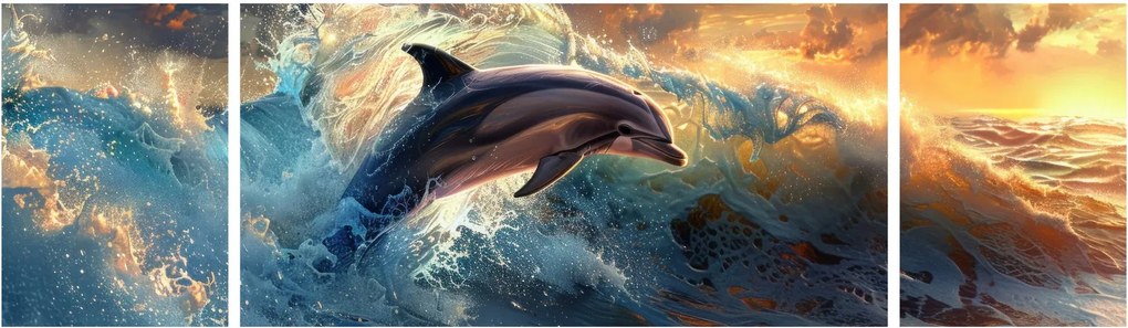 Obraz - Delfin, ilustracje (170x50 cm)