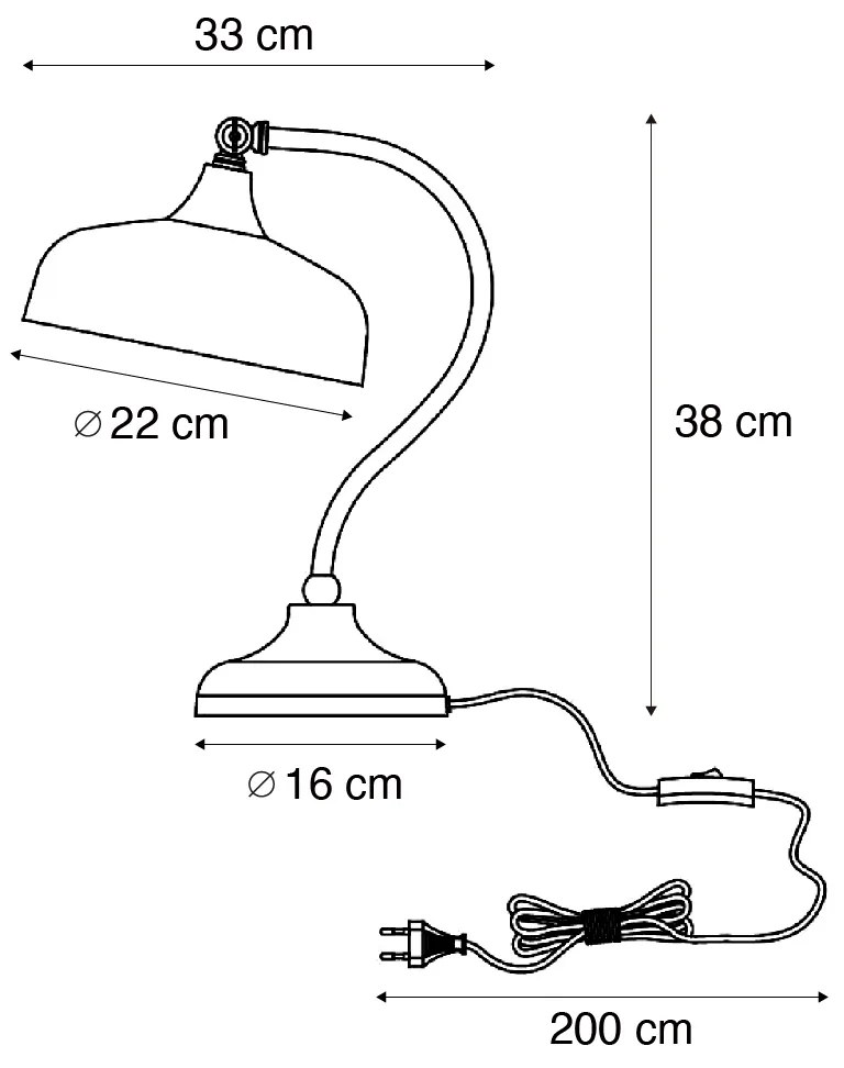 Klasyczna lampa stołowa z brązu z pomarańczowym szkłem opalowym - Clerk klasyczny/Antyczny Oswietlenie wewnetrzne