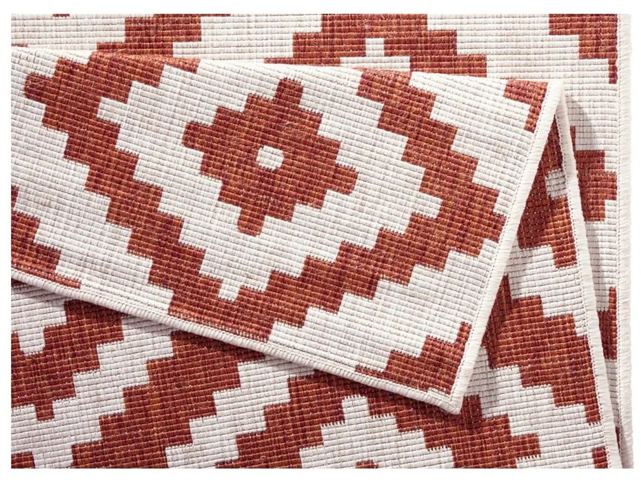 Czerwono-kremowy chodnik odpowiedni na zewnątrz NORTHRUGS Malta, 80x345 cm