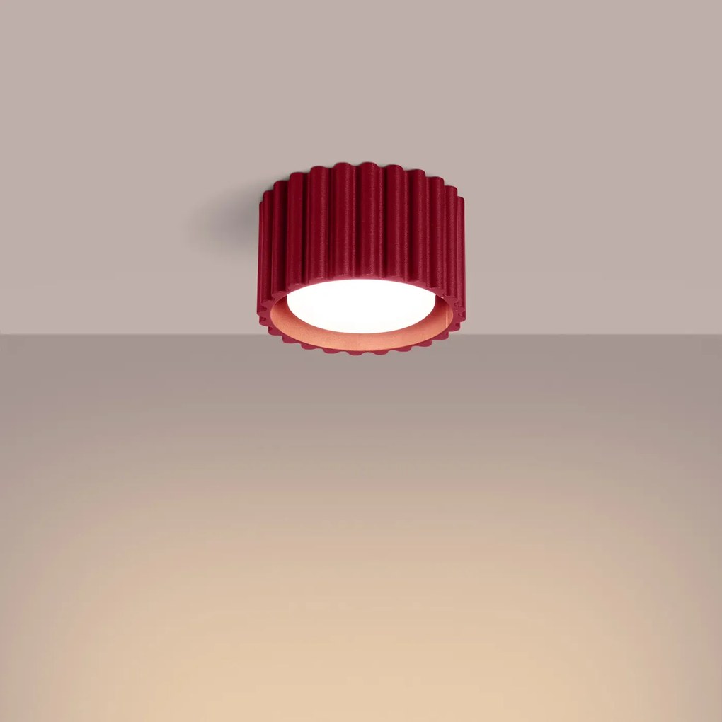 Plafon AURA 1 burgund GX53 ryflowany SOLLUX  LIGHTING