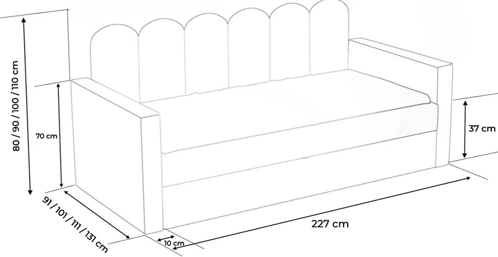 Łóżko młodzieżowe ALIA I z dodatkową powierzchnią spania - 90x200