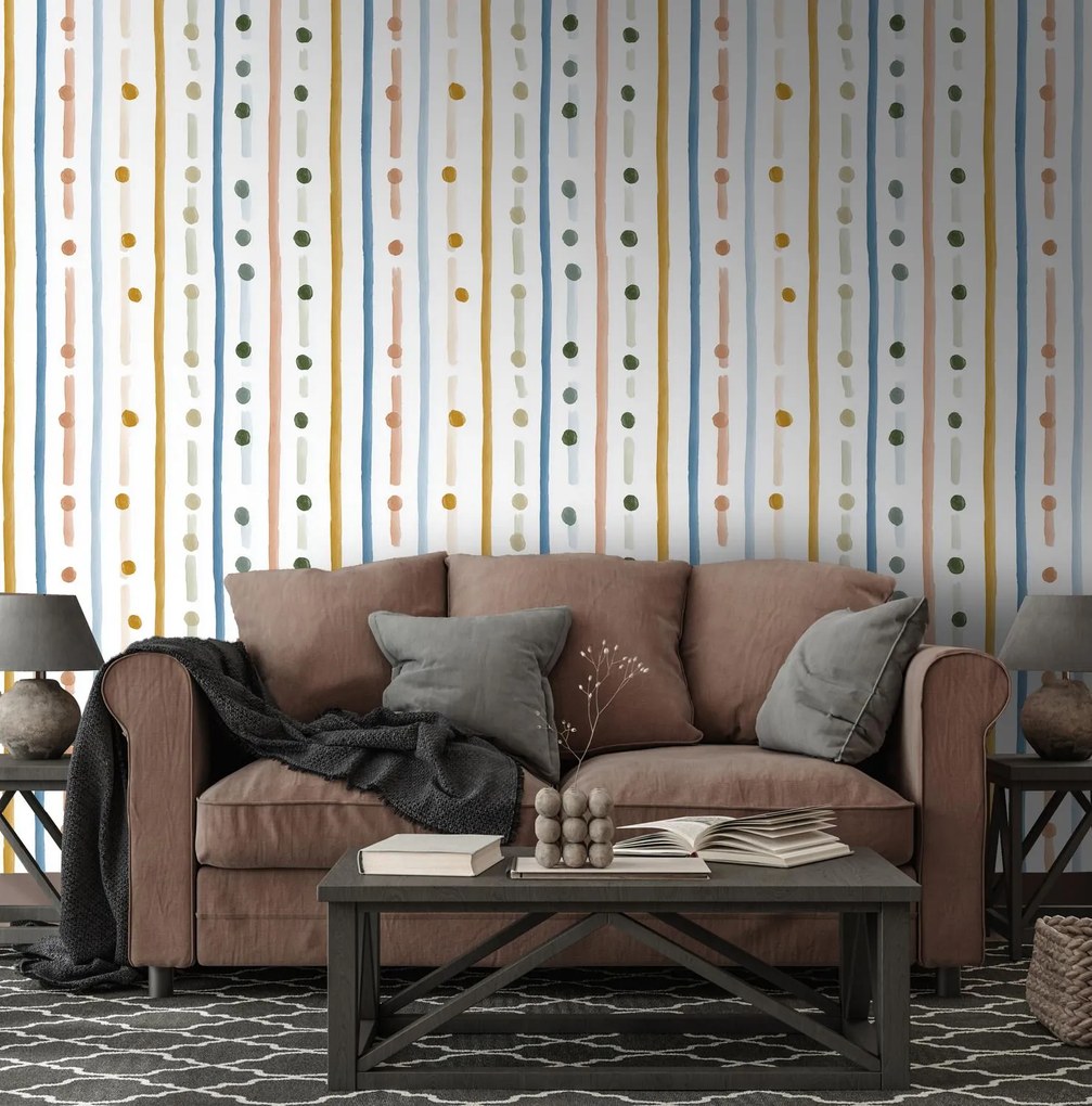 Fototapeta - Linie i kropki (196x136 cm)