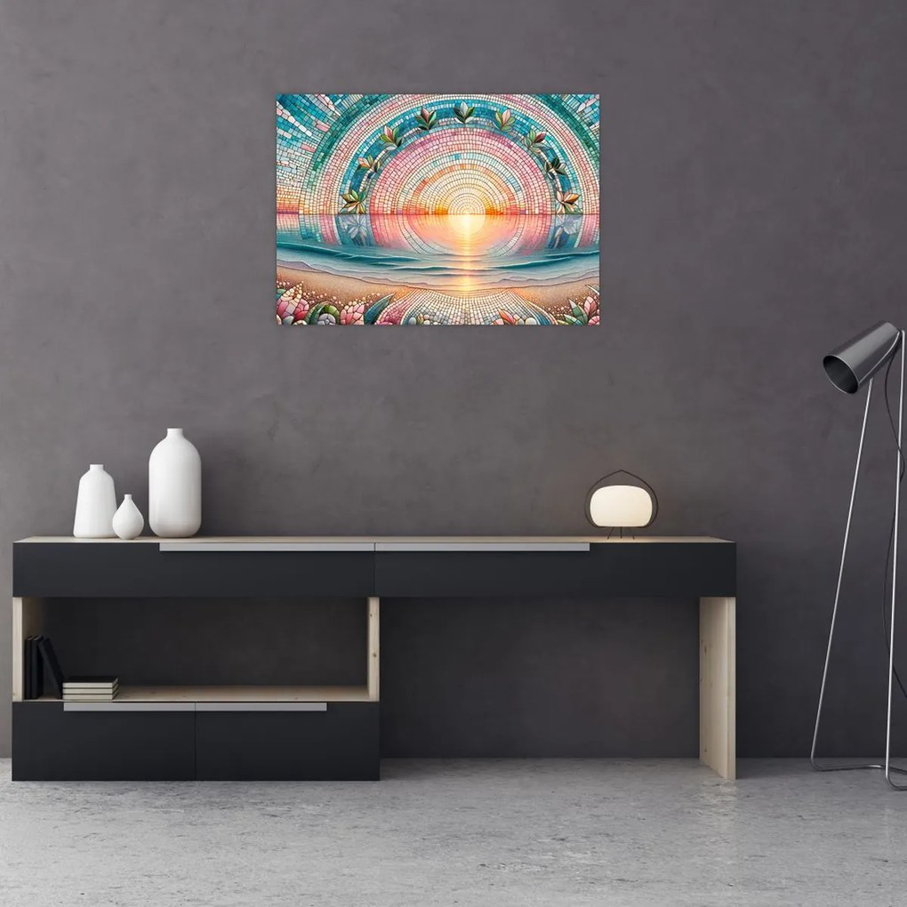 Obraz na szkle – Mozaika zachodzącego słońca (70x50 cm)
