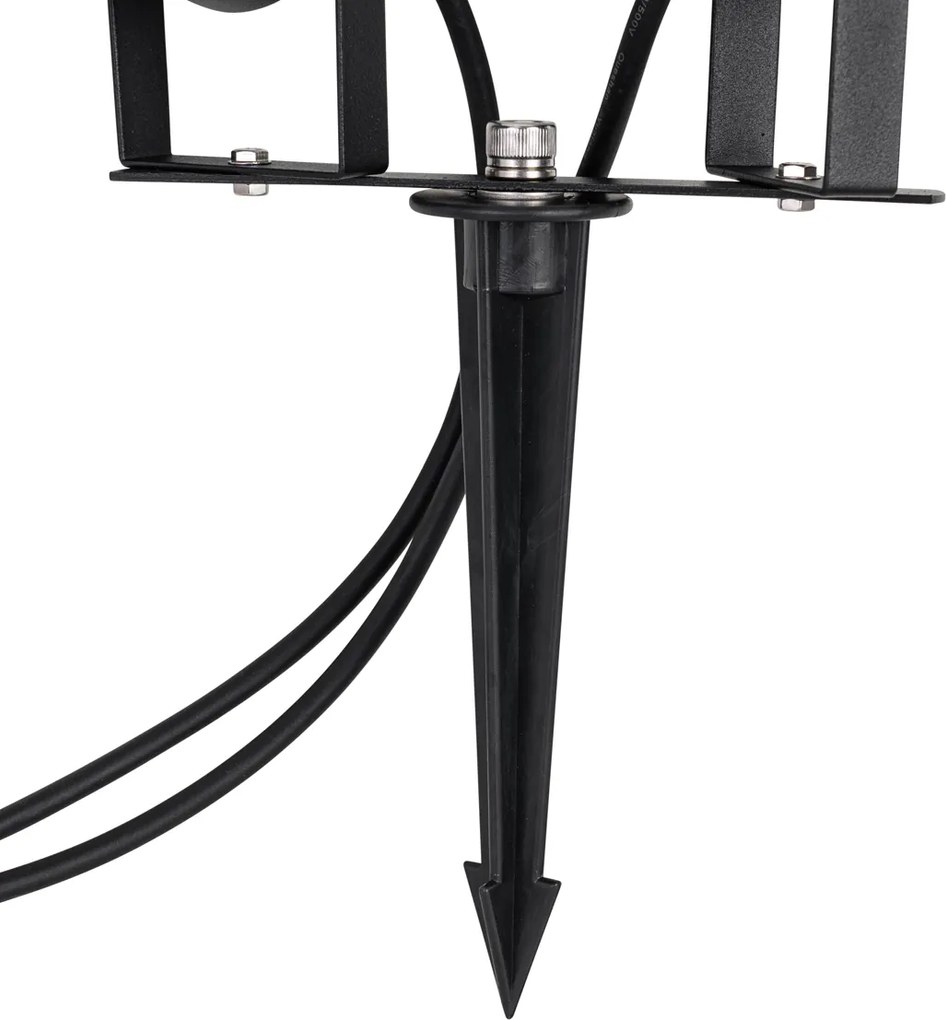 Nowoczesny reflektor ogrodowy czarny z przewodem i wtyczką 150 cm 2-źródła światła IP65 - Basic