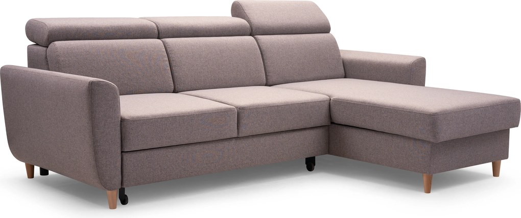 Masseno Narożnik SAPORE z funkcją spania i pojemnikiem na pościel Narozniki L, Rozkładana sofa - Beżowy, DENVER 05