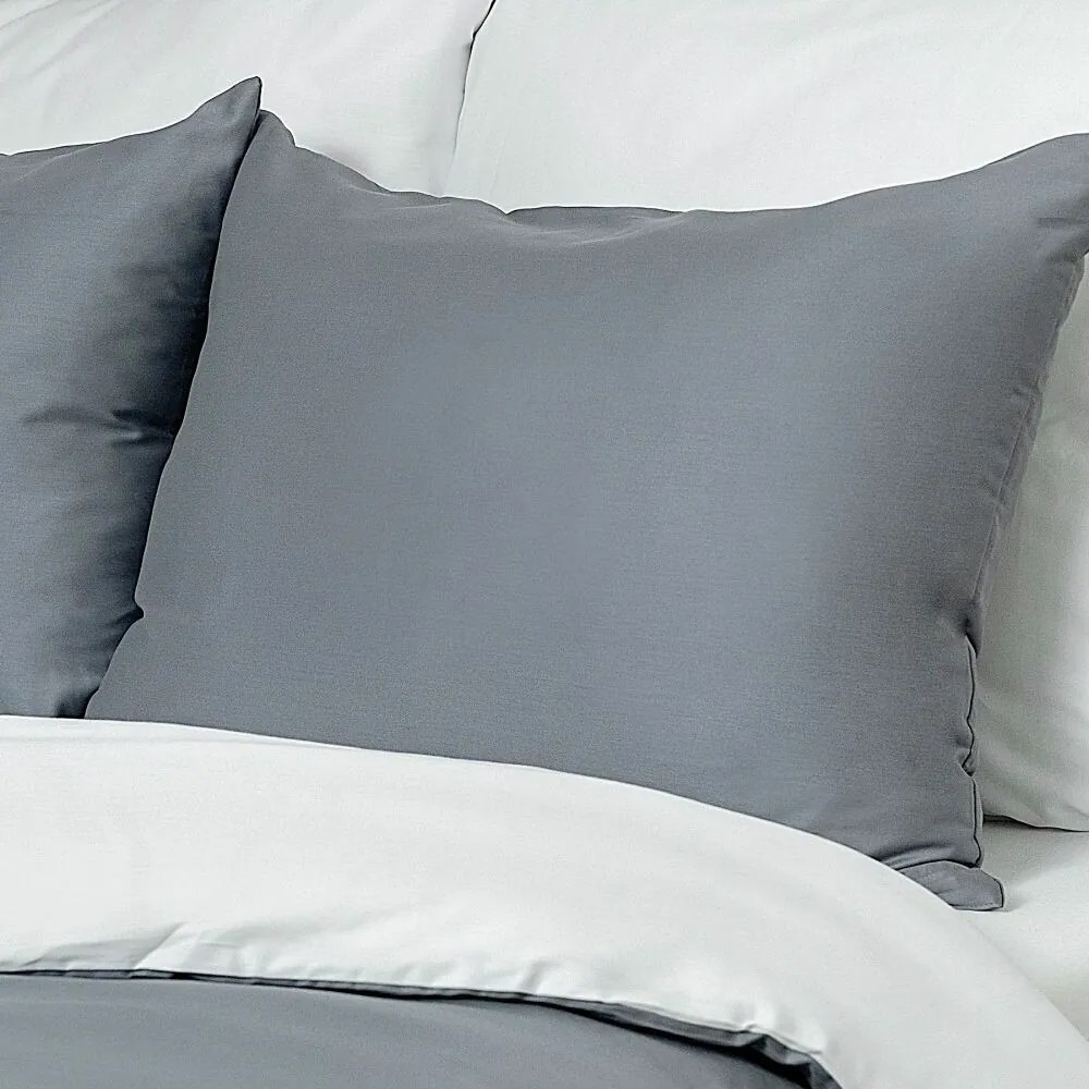 Kvalitex Pościel satynowa Luxury Collection biały/ciemnoszary, 140 x 220 cm, 70 x 90 cm
