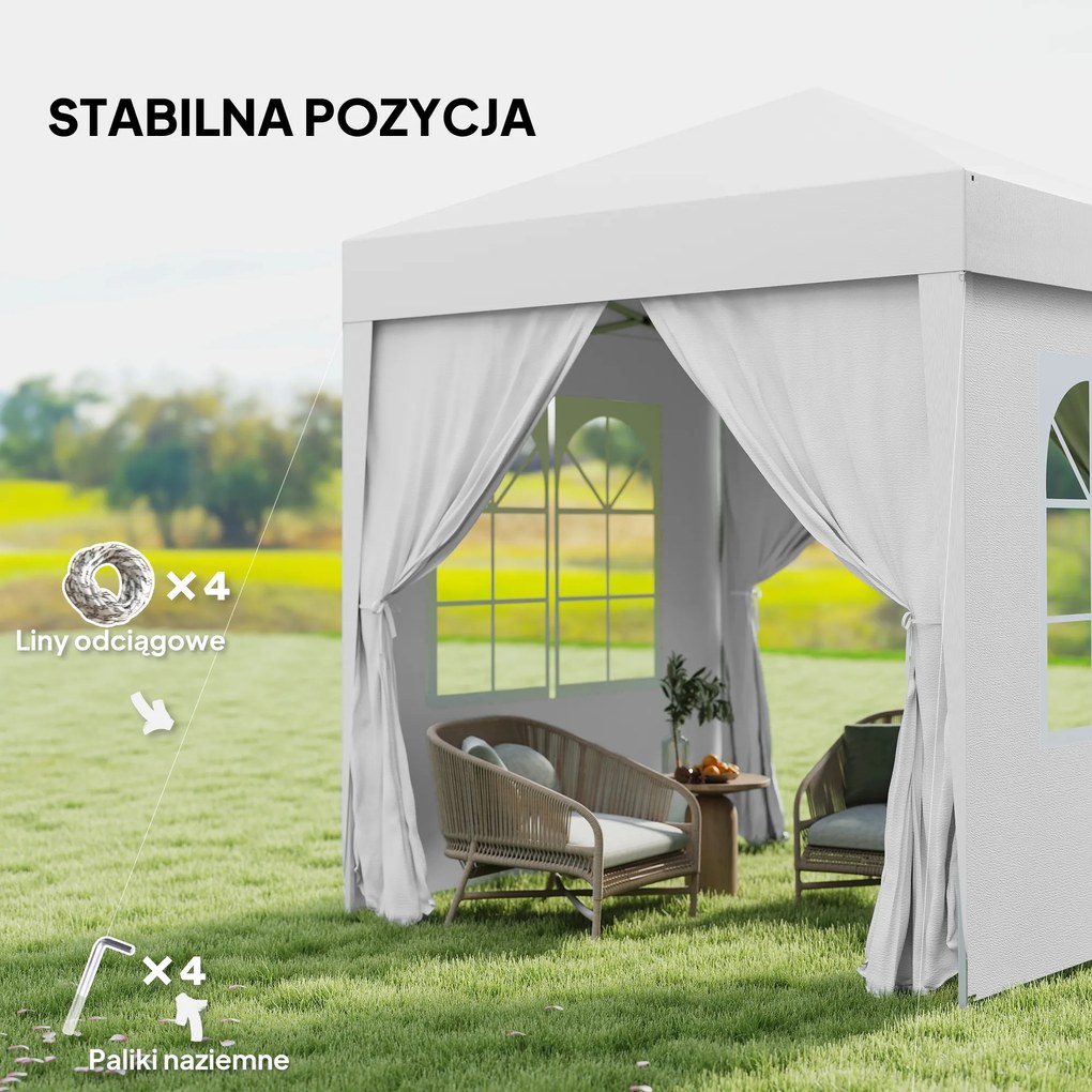 Outsunny Altana Ogrodowa 2x2m Składana 4 Ściany Boczne z Oknami Metal Oxford | Aosom PL