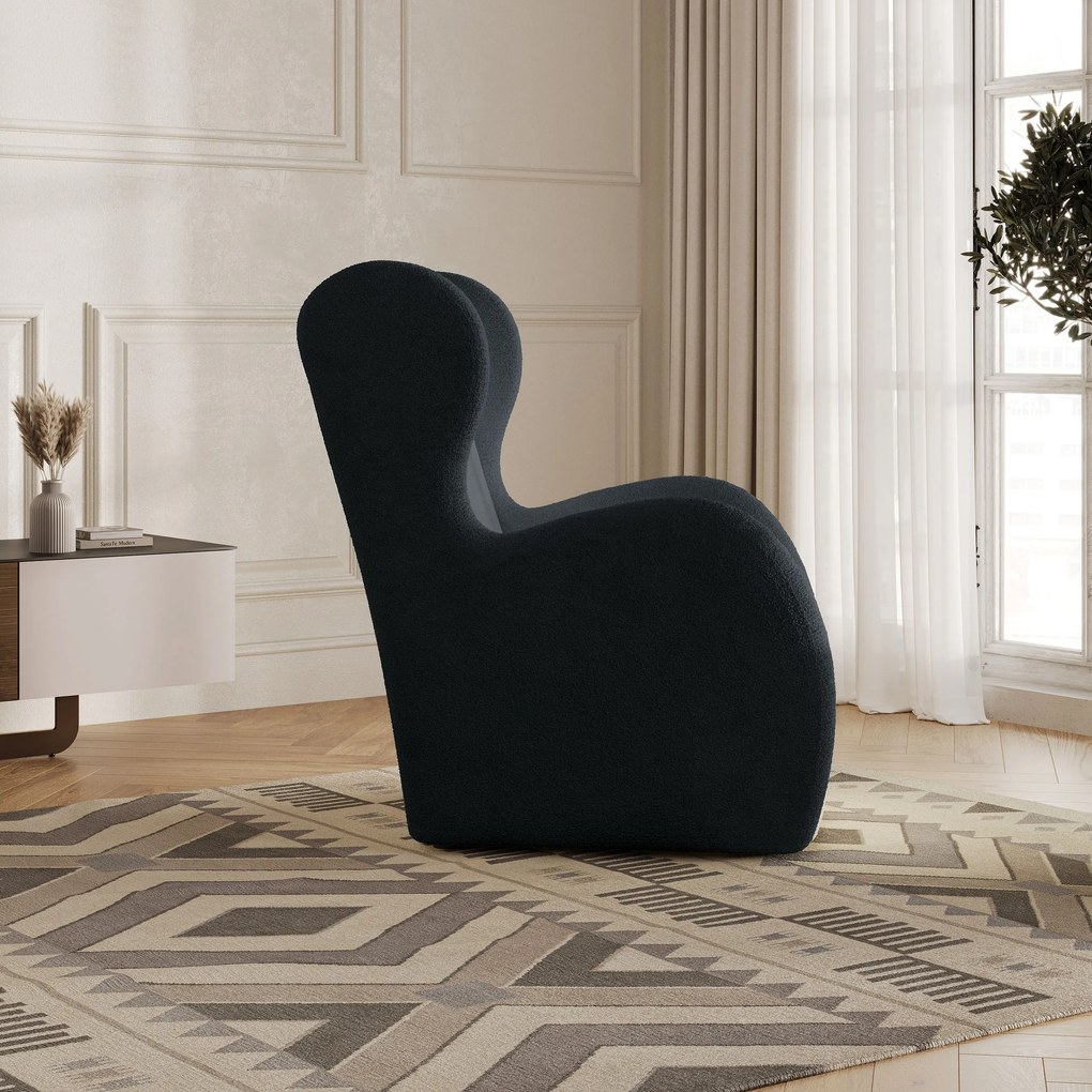 Fotel MASTI do Salonu WYGODNY, Styl Minimalistyczny, Tkanina Quelle, Kolor Czarny