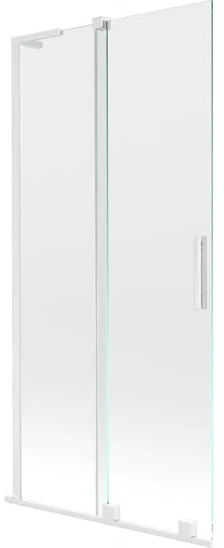 Mexen Velar L parawan nawannowy 2-skrzydłowy rozsuwany 95 x 150 cm, transparent, biały - 896-095-003-01-20