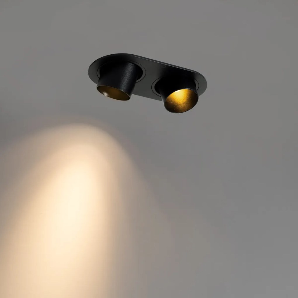 Okrągły podtynkowy reflektor czarny GU10 35 mm, regulowany, 2-punktowy - Installa