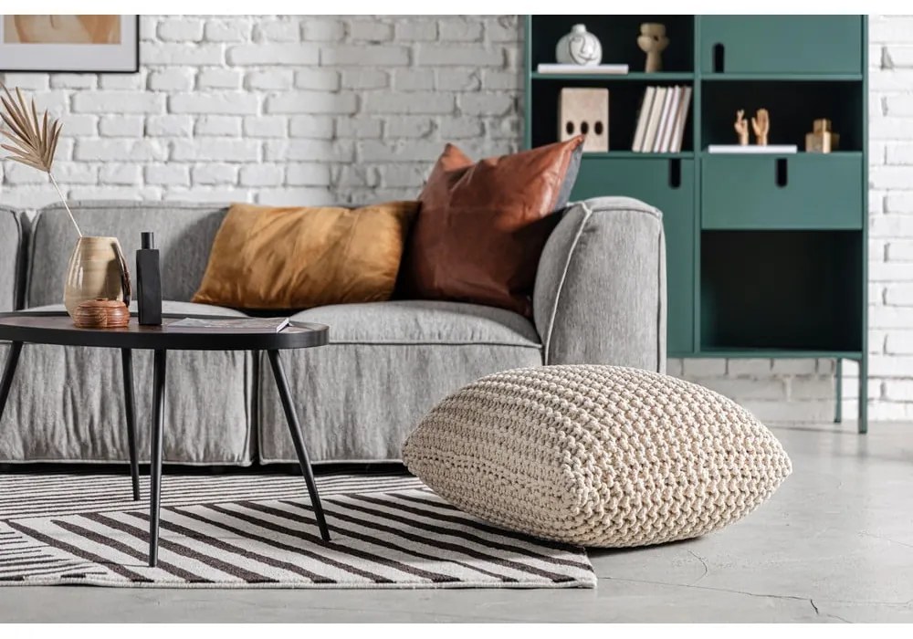 Beżowy puf w kształcie poduszki Bonami Essentials Knit