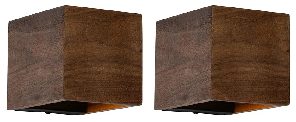 Zestaw 2 inteligentnych lamp ściennych z drewna orzechowego, w tym WiFi G9 - Transfer Rustykalny / Vintage Oswietlenie wewnetrzne