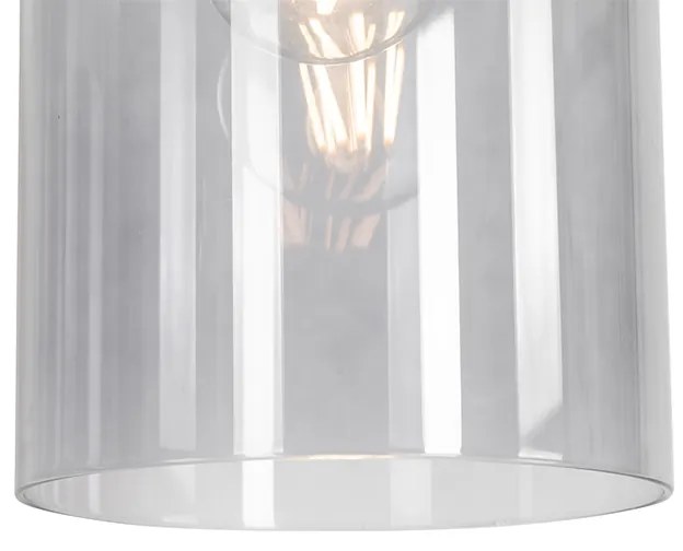 Wisząca lampa vintage mosiądz z dymionym szkłem - Vidro