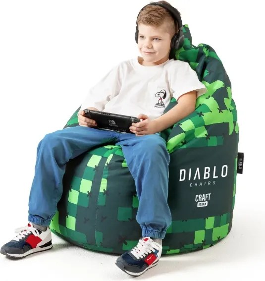 Dziecięca pufa gamingowa z granulatem Diablo Chairs, Craft Edition