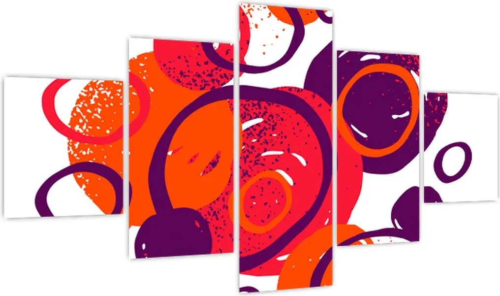Obraz - Motyw z kółkami w ciepłych kolorach (125x70 cm)