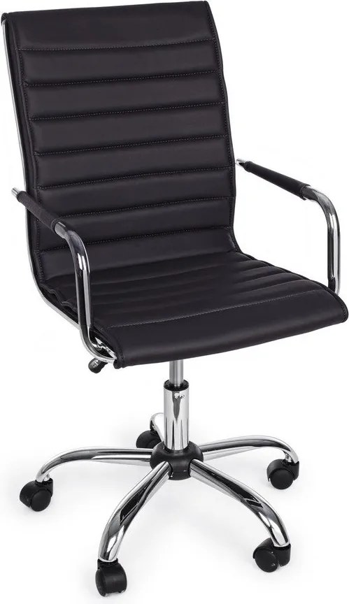 Czarne krzesło biurowe z imitacji skóry Perth – Yes Everyday