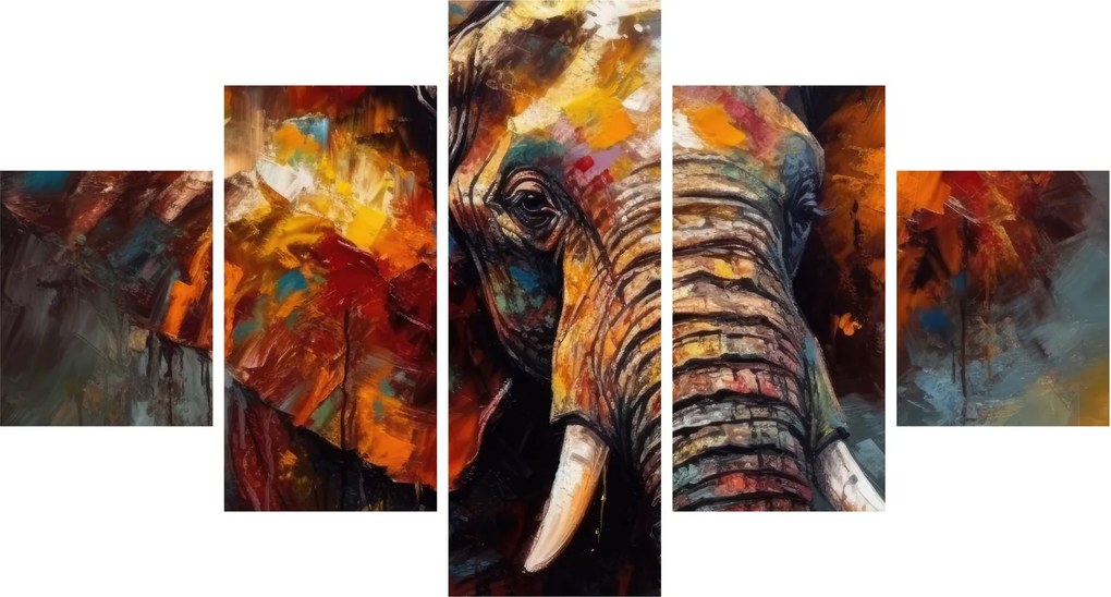 Obraz - Malowanie słonia (125x70 cm)