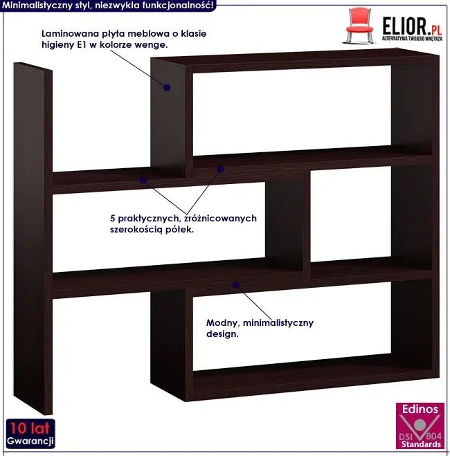 Niski regał na książki wenge H3-D67