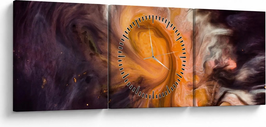 Abstrakcyjny obraz - kosmos (z zegarem) (90x30 cm)