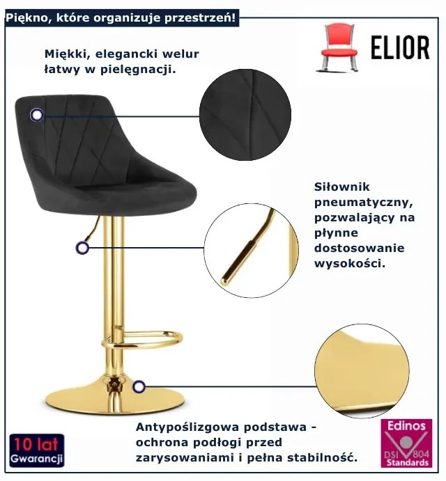 Czarny hoker welurowy E1-D64