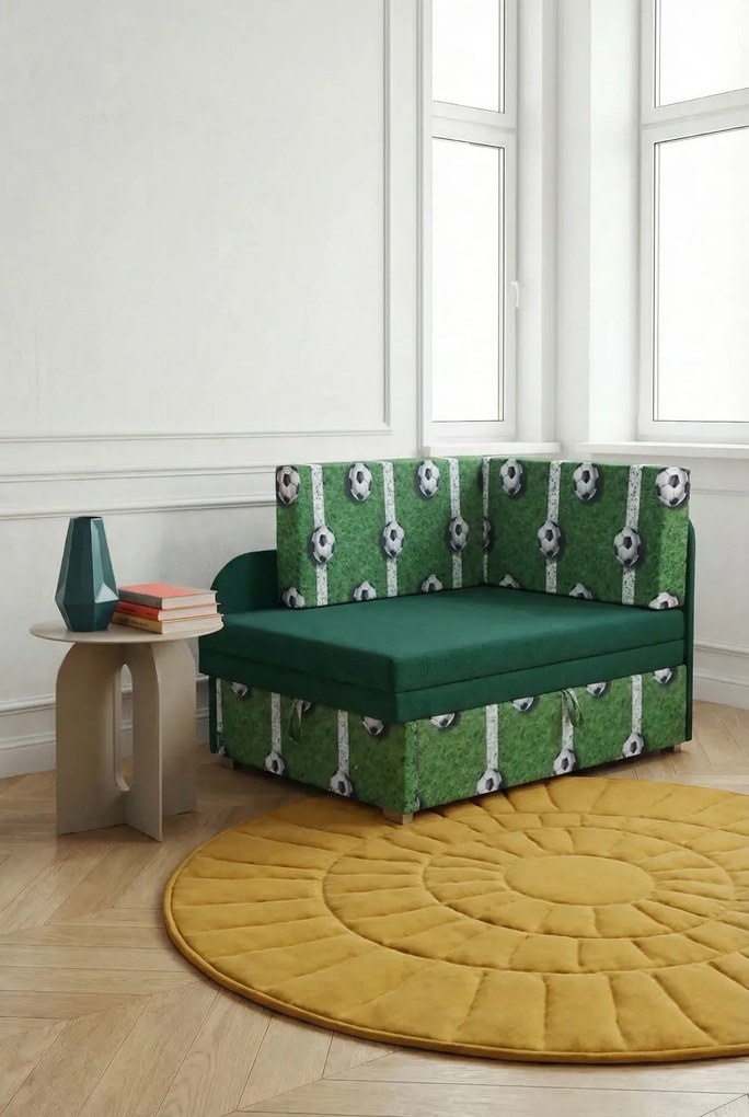 Zielony młodzieżowy narożnik rozkładany w piłki P2-E75