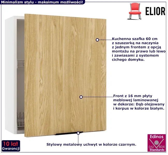 Kuchenna szafka z suszarką 60 cm dąb olejowany - Bixor 31X