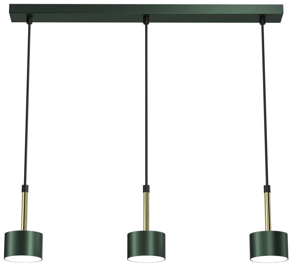 Lampa wisząca ARENA GREEN/GOLD 3xGX53, potrójna, na listwie zielona, złota