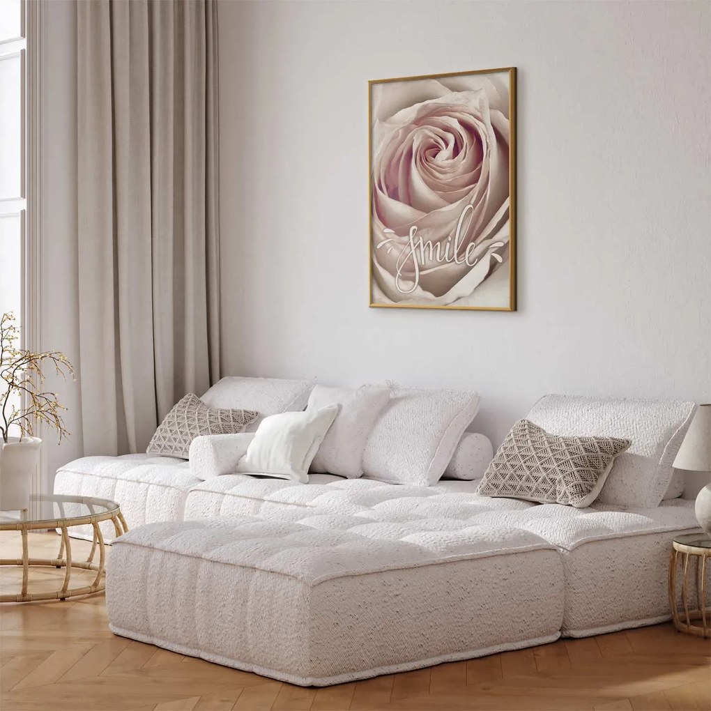 Plakat Uśmiechnij się 21x30 cm z ramą złotą bez marginesu ARTGEIST B