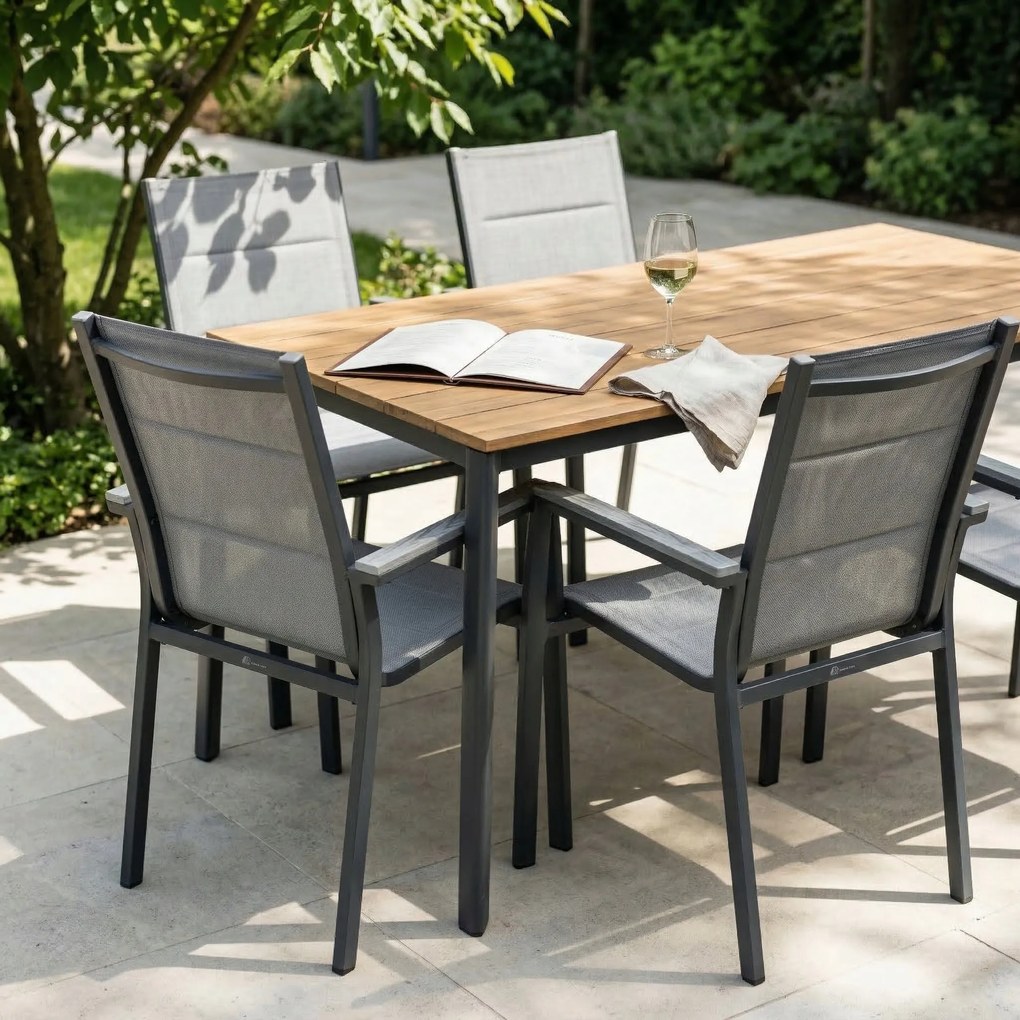 Krzesło Ogrodowe Grafit 56x65x88 cm Szara Szybkoschnąca Tkanina Nowoczesny