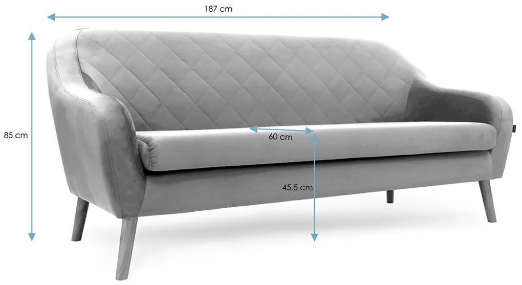 Różowa 3-osobowa sofa CORANTI VELVET