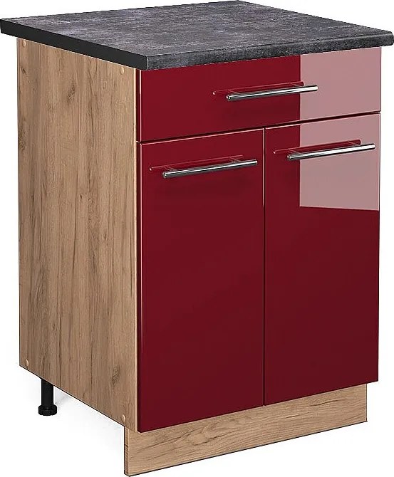 Szafka dolna do kuchni bordowa czerwień wysoki połysk 60x60x82 fame-line
