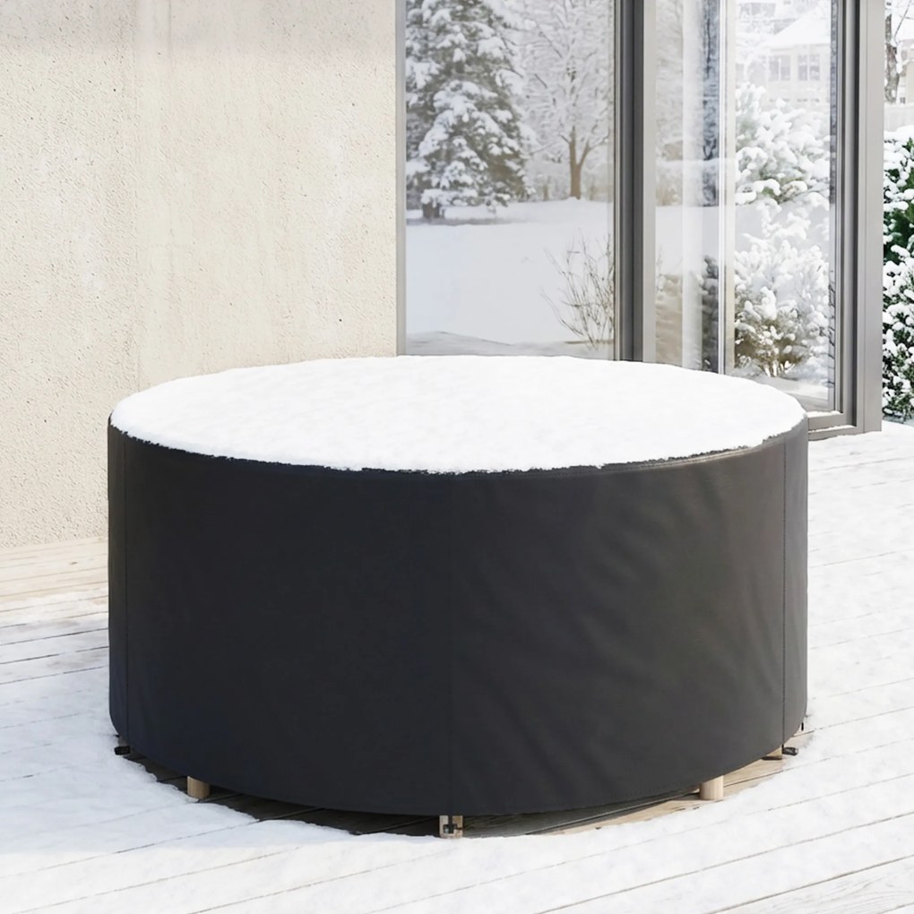 Outsunny Pokrowiec na Meble Ogrodowe Zimowy Wodoodporny Anti-UV 420D Oxford Ø214 x 70 cm Czarny | Aosom PL