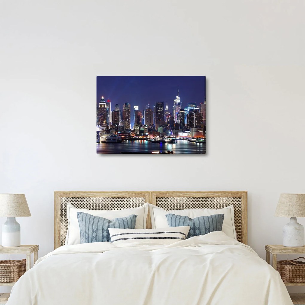 Obraz - Podświetlone nowojorskie drapacze chmur (70x50 cm)