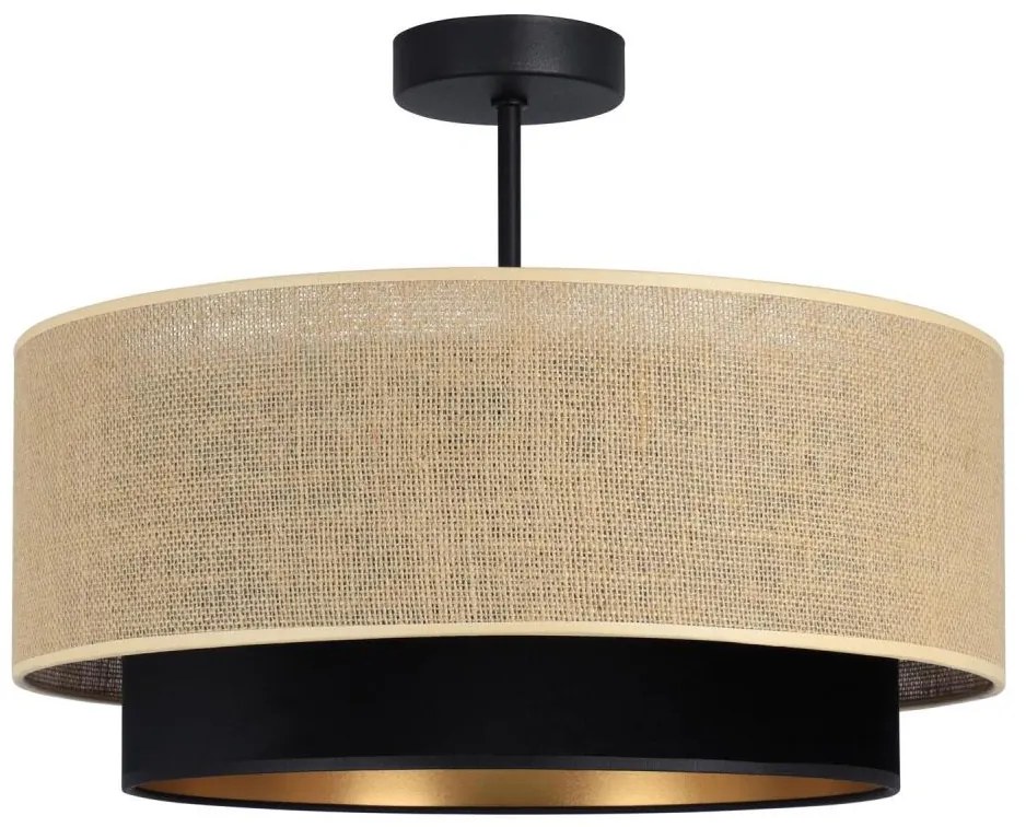 Przysufitowy żyrandol SARTA 1xE27/60W/230V czarny/juta