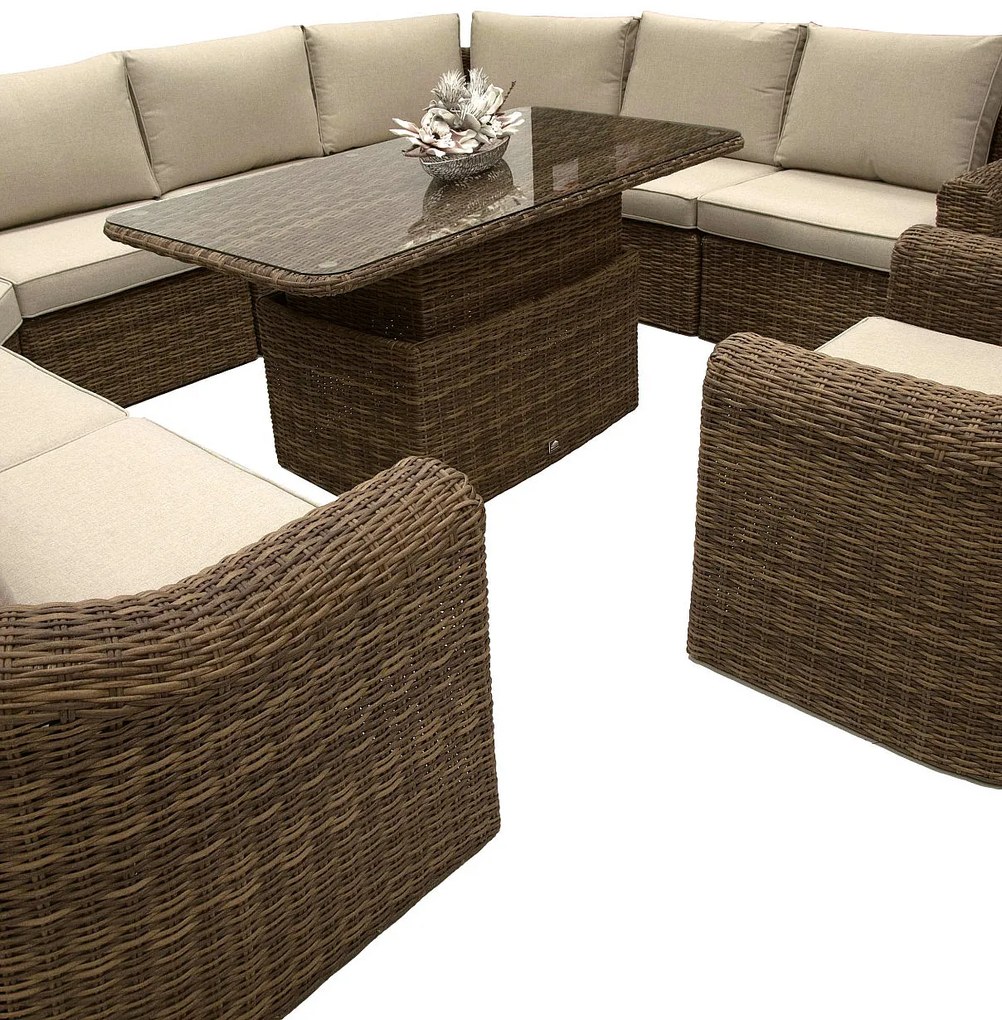 Rattanowy zestaw do jadalni modułowy BORNEO LUXURY dla 9 osób (brązowy)